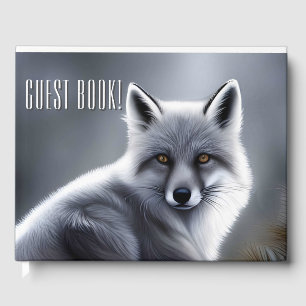 Gorgeous Artic Fox Info Date Spine Guest Book