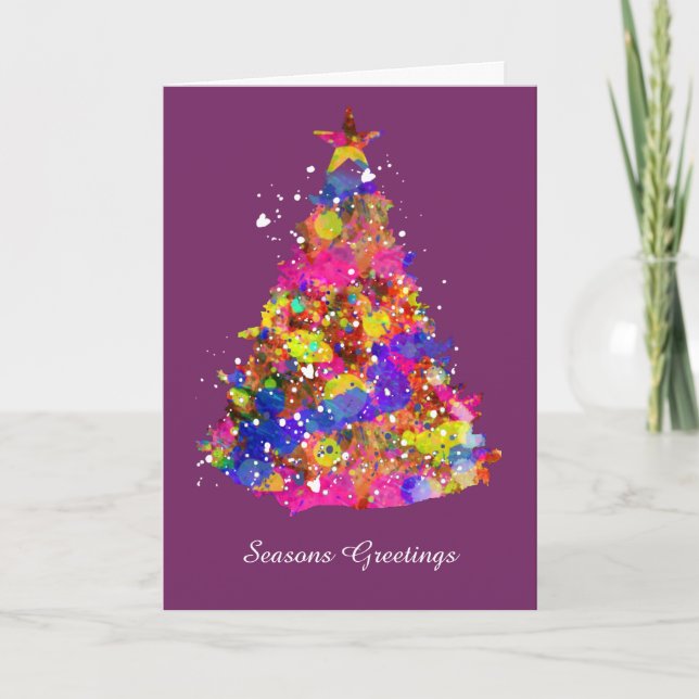 Gorgeous & Artistic Christmas Tree Bright Holiday Card (Front)