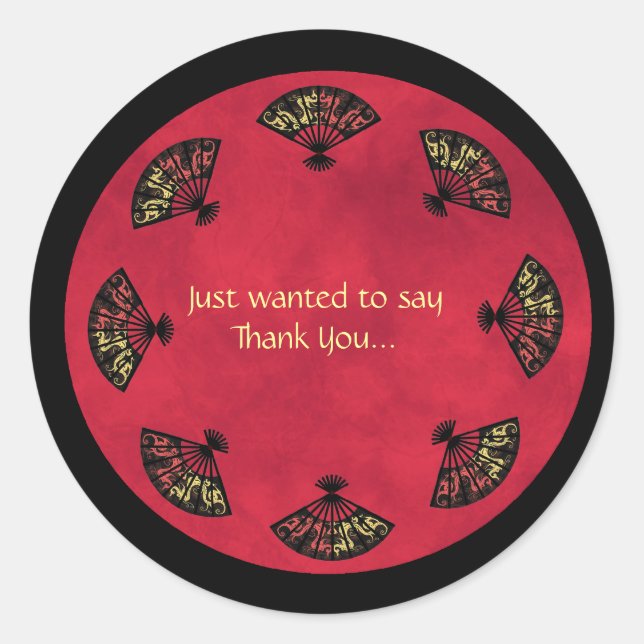 Gorgeous Asian Fan Thank You Stickers (Front)