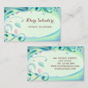 Gorgeous Awesome Beautiful Green With Flowers Business Card