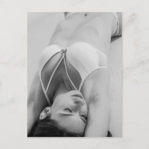 Gorgeous B&W lingerie model photo postcard