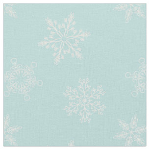 Gorgeous Baby Blue Snowflakes Christmas Pattern Fabric