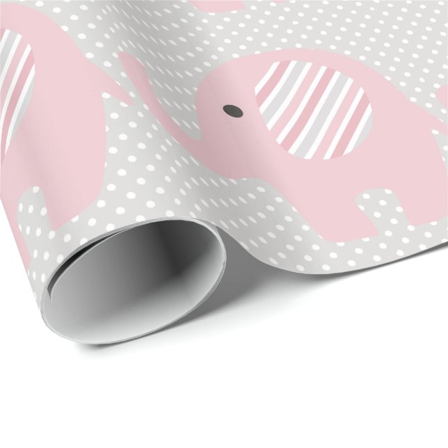 Gorgeous Baby Elephant in Pink Wrapping Paper (Roll Corner)