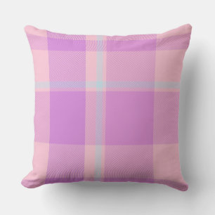 Gorgeous Baby Pink and Purple Plaid Pattern Cushion