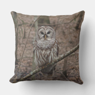 Gorgeous Barred Owl in Forest Throw Pillow