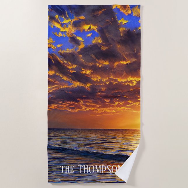 Gorgeous Beach Sunset in the Bahamas Towel (Front)