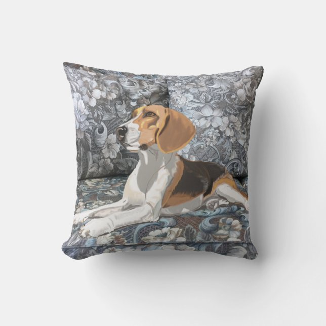 Gorgeous Beagle Sitting Down Cushion (Front)