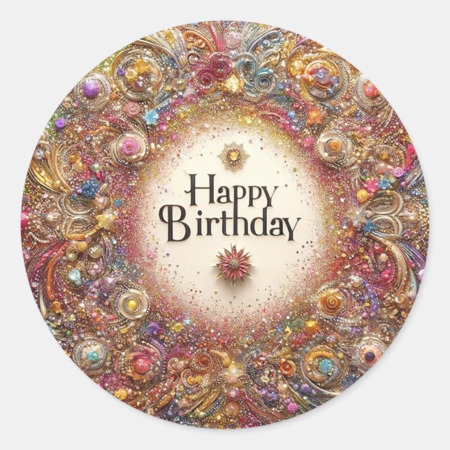 Gorgeous birthday sticker (Front)