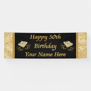 Gorgeous Black and Gold 50th Birthday Banners