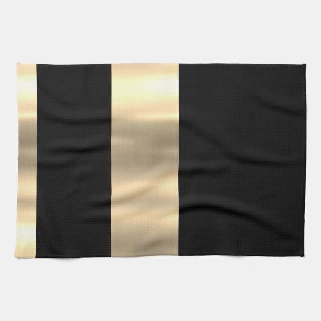 Gorgeous Black and Gold Design Tea Towel (Horizontal)