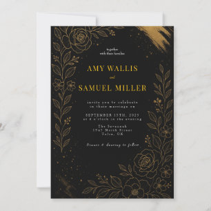 Gorgeous Black and Gold Wedding Invitation