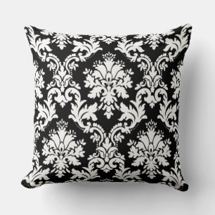 Gorgeous Black and White Damask Floral Pattern Cushion