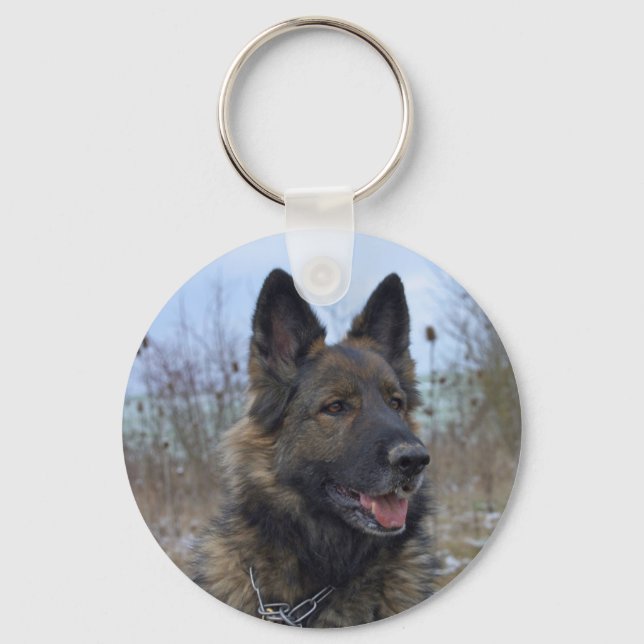 Gorgeous Black-saddled German Shepherd Key Ring (Front)
