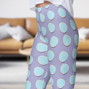 Gorgeous Blue and Blue Bell Polka Dot Pattern Leggings
