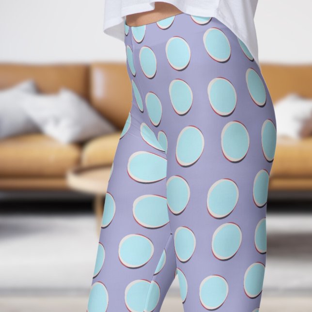 Gorgeous Blue and Blue Bell Polka Dot Pattern Leggings (Gorgeous Blue and Blue Bell Polka Dot Pattern Leggings)