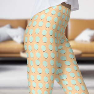 Gorgeous Blue and Burlywood Polka Dot Pattern Leggings