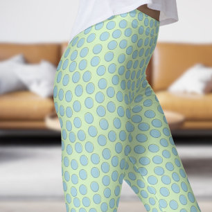 Gorgeous Blue and Tea Green Polka Dot Pattern Leggings