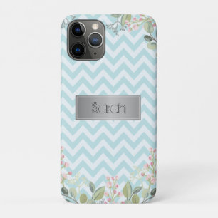 Gorgeous Blue And White Background, Cool Flowers iPhone 11 Pro Case