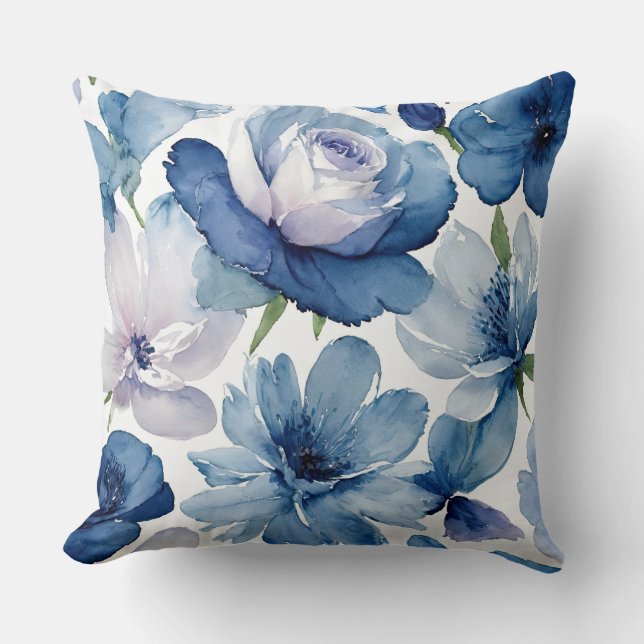 Gorgeous Blue and White Floral Cushion (Front)