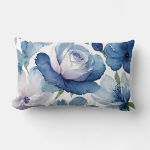 Gorgeous Blue and White Floral Lumbar Cushion
