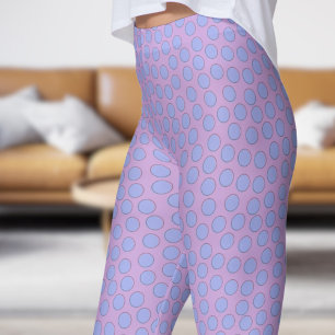 Gorgeous Blue and Wisteria Polka Dot Pattern Leggings