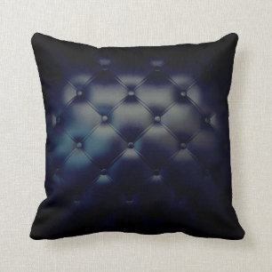 Gorgeous Blue Dark Navy Leather Texture Cushion