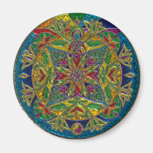 Gorgeous Blue, Green Yellow Mandala Magnet