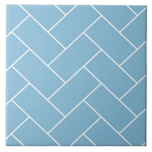 Gorgeous Blue Herringbone Design Ceramic Tile. Tile