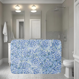 Gorgeous blue hydrangeas - floral pattern  bath mat