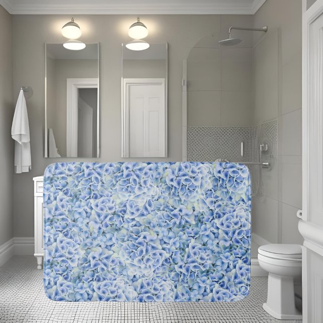Gorgeous blue hydrangeas - floral pattern  bath mat (Creator Uploaded)
