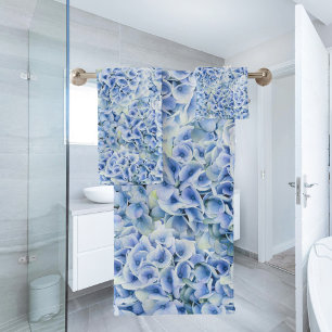 Gorgeous blue hydrangeas - floral pattern bath towel set