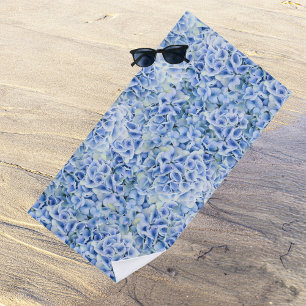 Gorgeous blue hydrangeas - floral pattern  beach towel