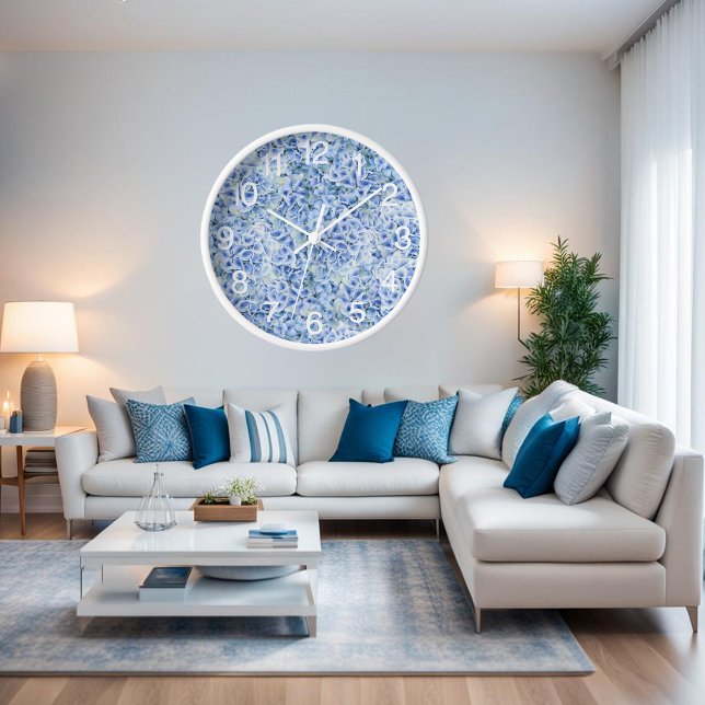 Gorgeous blue hydrangeas - floral pattern  clock (Creator Uploaded)