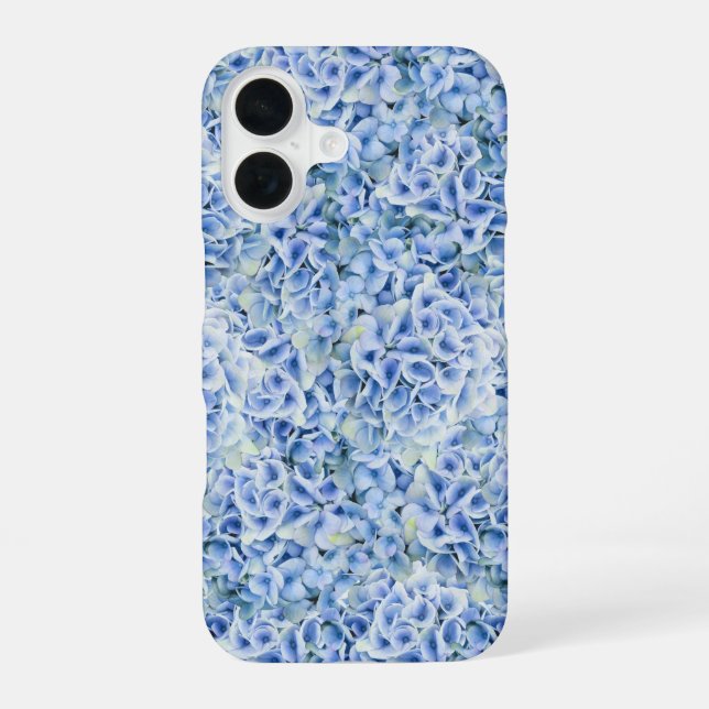Gorgeous blue hydrangeas - floral pattern  iPhone 16 case (Back)