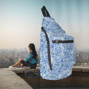 Gorgeous blue hydrangeas - floral pattern sling bag
