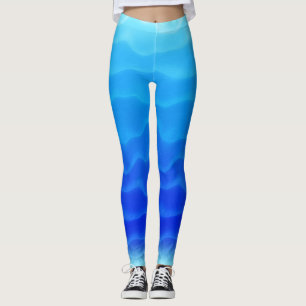 Gorgeous Blue Lagoon Wave Pattern Leggings