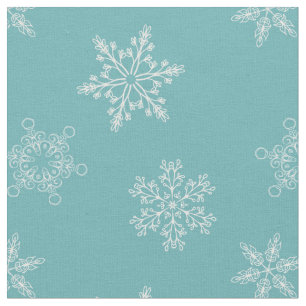 Gorgeous Blue Snowflakes Christmas Pattern Fabric