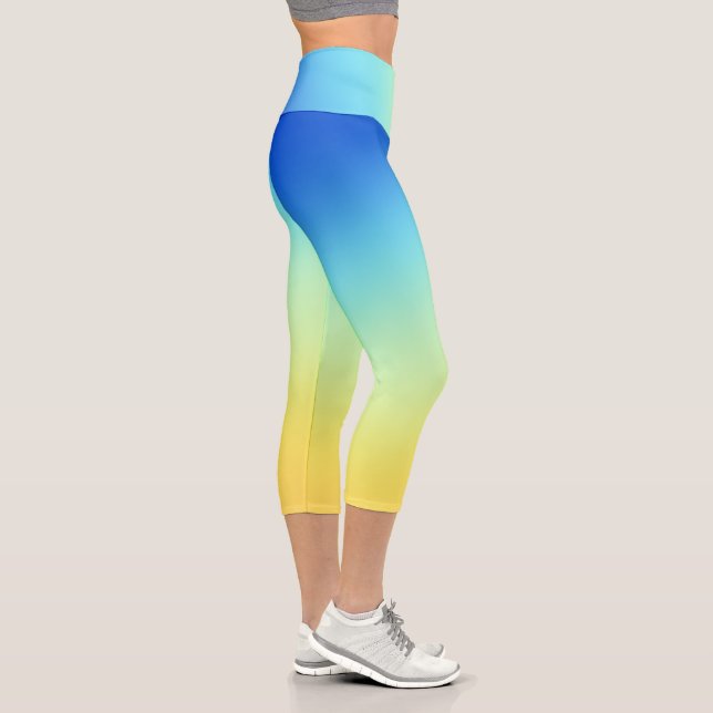 Gorgeous Blue to Yellow Gradient Capri Leggings (Right)