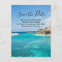 Gorgeous Blue Tropical Beach Save the Date Wedding