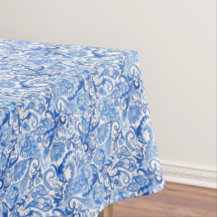 Gorgeous Blue White Floral Paisley Art Pattern Tablecloth