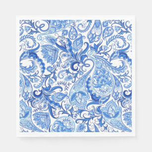 Gorgeous Blue White Floral Paisley Pattern Napkin