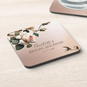 Gorgeous Blush Beige Oil Rose Bridal Shower Coaster