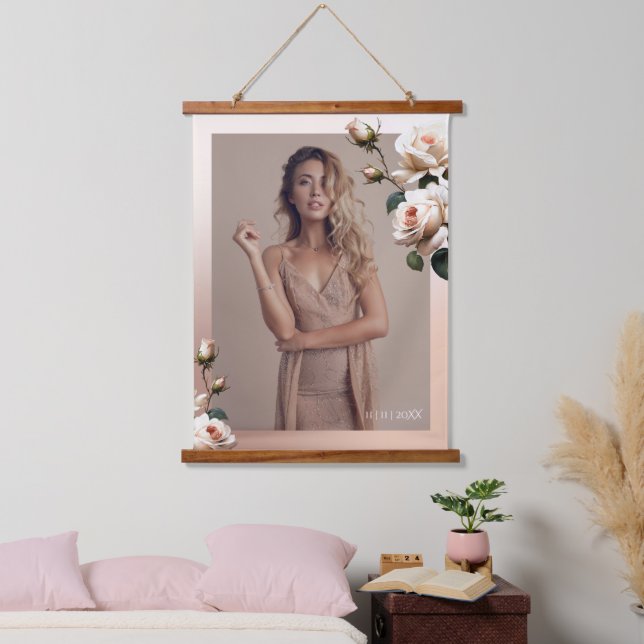 Gorgeous Blush Beige Oil Rose Bridal Shower Hanging Tapestry (Bedroom)