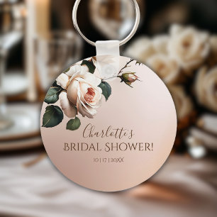Gorgeous Blush Beige Oil Rose Bridal Shower Key Ring