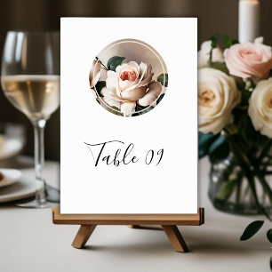 Gorgeous Blush Beige Oil Rose Bridal Shower Table Number