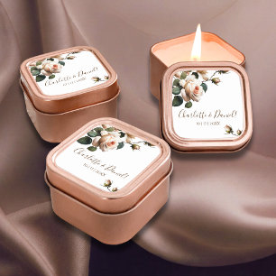 Gorgeous Blush Beige Oil Rose Wedding Square Sticker