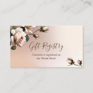 Gorgeous Blush Beige Rose Bridal Shower Registry Enclosure Card