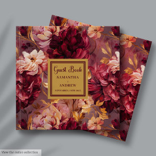 Gorgeous Blush Burgundy Gold Wedding Guest Book 