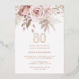 Gorgeous Blush Dusty Rose 80th Birthday Rose Gold