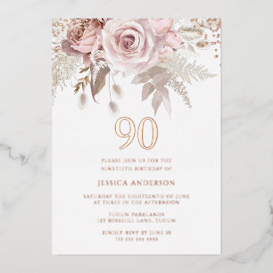 Gorgeous Blush Dusty Rose 90th Birthday Rose Gold